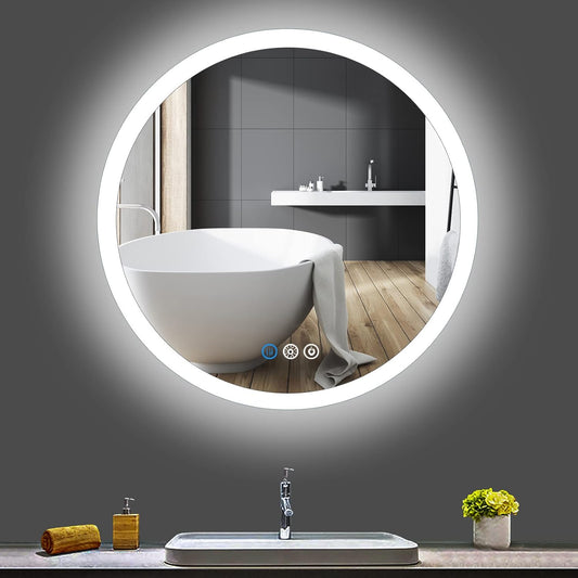 Vanity Mirror - Dimmable Lighted Backlit Bathroom Mirror for Wall 24" Round LED